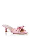 Stuart Weitzman Felicity Leather Bow Kitten-heel Mules In Pink Marsh