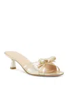 Stuart Weitzman Felicity Bow-detailed Metallic Leather Sandals In Platino