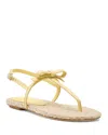 Stuart Weitzman Felicity Leather Bow Espadrille Sandals In Gold
