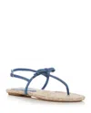 Stuart Weitzman Felicity Denim Bow T-strap Sandals In Washed/natural