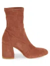 Stuart Weitzman Womens Brown Flareblock 85 Suede Sock Boots In Cappuccino