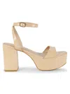 Stuart Weitzman Gala Mid Platform Sandal In Golden Beige