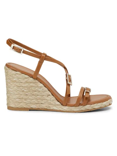 Stuart Weitzman Women's Georgie 90mm Leather Espadrille Wedges In Macchiato Natural