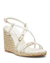 Stuart Weitzman Georgie Strappy Wedge Espadrille Sandals In Cream/natural