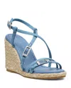 Stuart Weitzman Georgie Denim Strappy Espadrille Sandals In Washed/natural