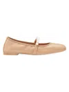Stuart Weitzman Women's Goldie Embellished Leather Ballet Flats In Adobe