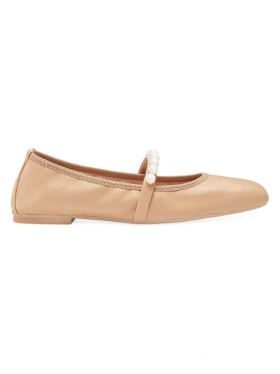 Stuart Weitzman Women's Goldie Leather Ballet Flats In Adobe