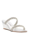 Stuart Weitzman Highshine Crystal Braid Wedge Sandals In Silver