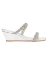 Stuart Weitzman Highshine Crystal Braid Wedge Sandals In Silver