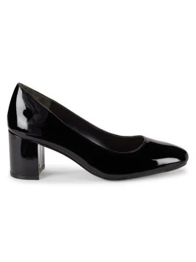 Stuart Weitzman Vida Patent Block-heel Pumps In Black