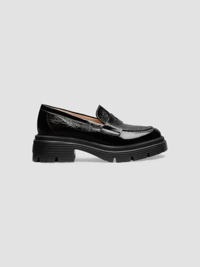 Stuart Weitzman Hudson Lite Patent Leather Penny Loafers In Black