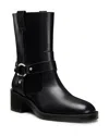 Stuart Weitzman Jax Harness Leather Moto Booties In Black