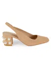 Stuart Weitzman Jute 60 Block Heel Slingback Pump In Golden Beige