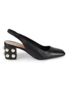 Stuart Weitzman Women's Jte 60mm Leather Slingback Pumps In Black