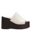 Stuart Weitzman Kate 100mm Leather Clog Slide Sandals In Brown