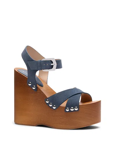 Stuart Weitzman Kate Clog Wedge Sandal In Blue