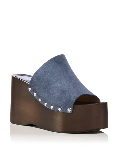 Stuart Weitzman Women's Kate Clog Wedge Slides In Blue