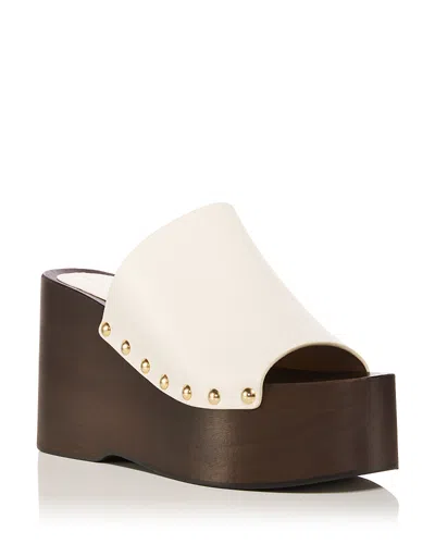 Stuart Weitzman Women's Kate Clog Wedge Slides In White