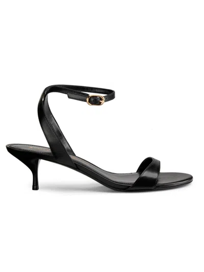 Stuart Weitzman Women's Kellie 50mm Leather Kitten-heel Sandals In Black