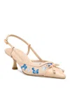 Stuart Weitzman Kitty Embroidered Slingback Pumps In Cielo Multi