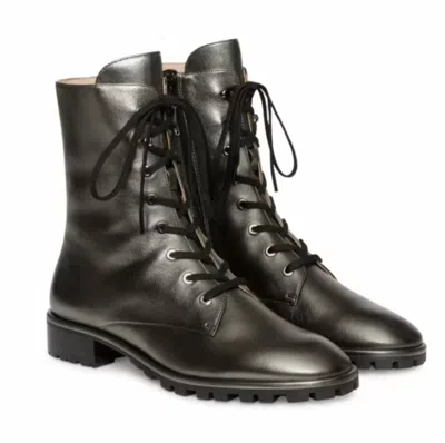 Stuart Weitzman Women's Laine Leather Combat Boots In Silver/gray/black Metallic Grey