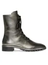 Stuart Weitzman Sondra Leather Combat Boots In Gunmetal