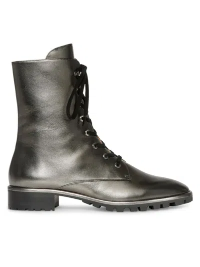 Stuart Weitzman Sondra Leather Combat Boots In Black