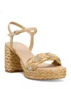 Stuart Weitzman Lana 80 Raffia Ankle Strap Platform Sandal In Natural