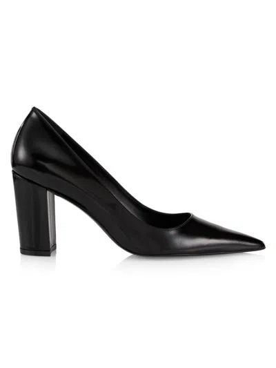 Stuart Weitzman 85mm Pointed-toe Leather Pumps In Black