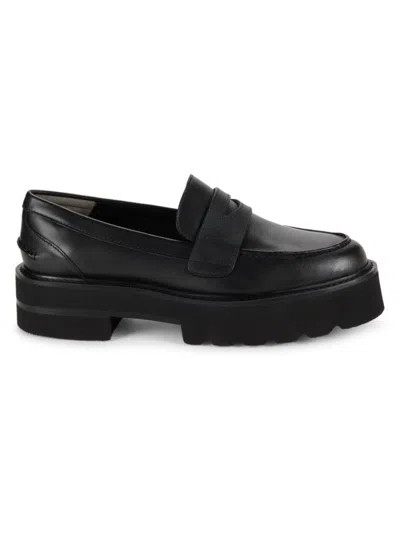 Stuart Weitzman Women's Leather Penny Loafers In Black