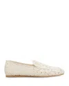 Stuart Weitzman Lee Crochet Leather Loafers In Linen