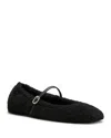 Stuart Weitzman Lennox Shearling Mary Jane Ballerina Flats In Black