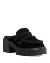 Stuart Weitzman Lennox Genuine Shearling Trim Platform Loafer In Black