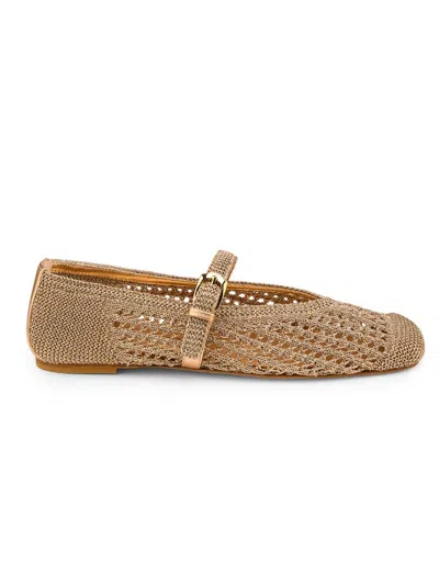 Stuart Weitzman Women's Leora Leather-trim Crochet Mary Janes In Gold