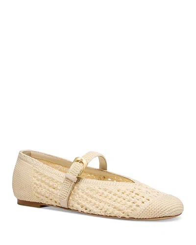 Stuart Weitzman Ivory Crochet Leora Ballerinas In Gray
