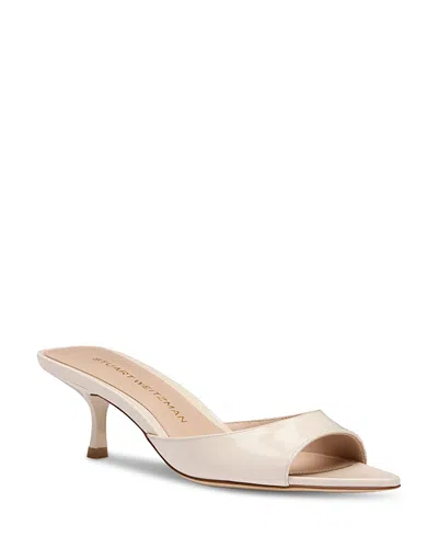 Stuart Weitzman 50mm Lexington Patent Leather Mules In White