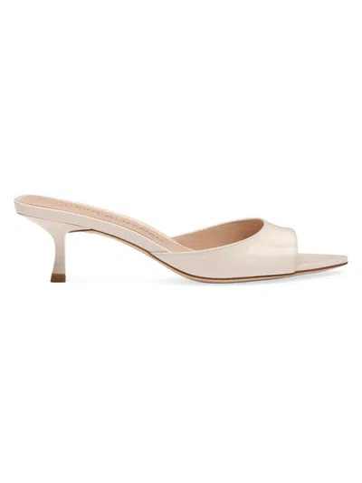 Stuart Weitzman Women's Lexington 50mm Patent Leather Mule Sandals In White