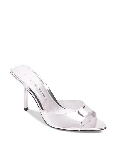 Stuart Weitzman Lexington Mule 85 In Silver