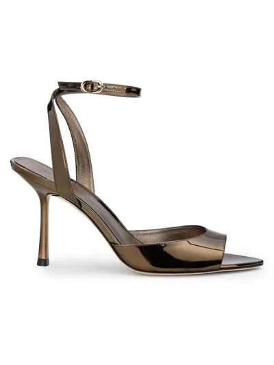 Stuart Weitzman 85mm Lexington Patent Leather Sandals In Brown