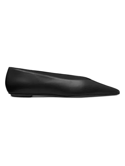 STUART WEITZMAN WOMEN'S LINA LACQUERED LEATHER POINTED FLATS