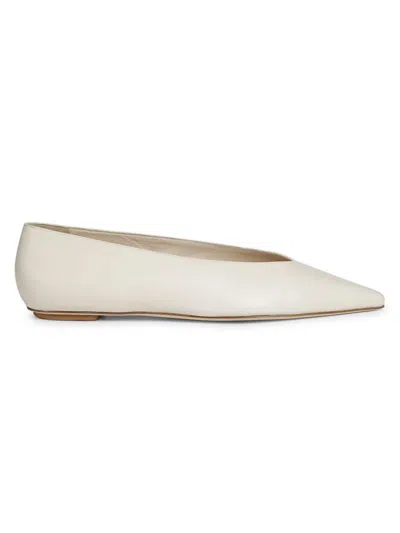 Stuart Weitzman Women's Lina Lacquered Leather Pointed Flats In Seashell