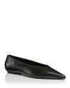 Stuart Weitzman Lina Leather Point-toe Ballerina Flats In Black