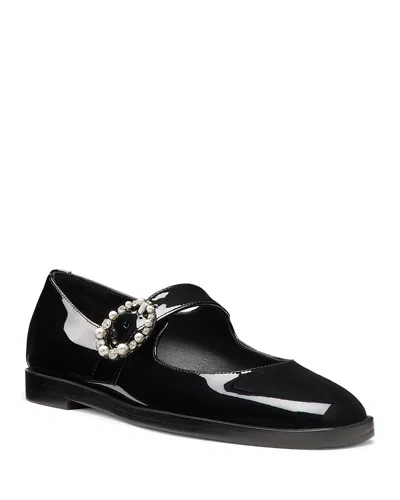 Stuart Weitzman Loralei Patent Mary Jane Ballerina Flats In Black