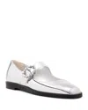 Stuart Weitzman Loralei Metallic Crystal Mary Jane Flats In Silver