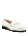 Stuart Weitzman Lottie Leather Bow Loafers In Cream