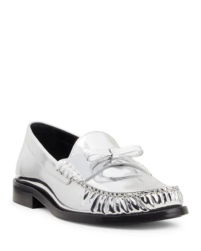 Stuart Weitzman Women's Lottie Bow Loafers In Silver