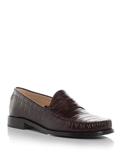 Stuart Weitzman Women's Lottie Embossed Loafers In Brown