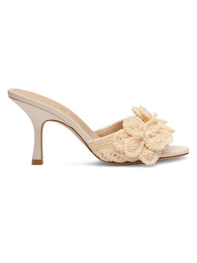 Stuart Weitzman 85mm Lotus Crochet Slide Sandals In Neutral