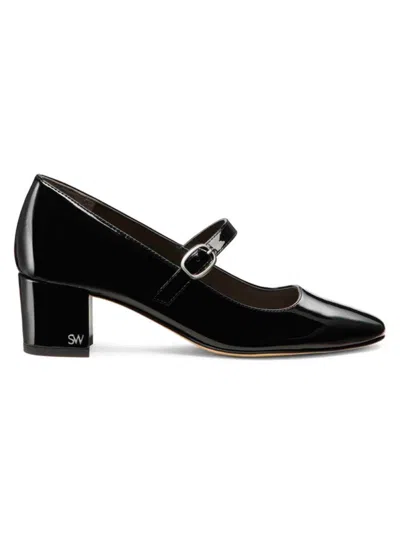 Stuart Weitzman Louise Patent-leather Mary Jane Pumps In Black