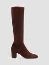 Stuart Weitzman Lucie Knee High Block Heel Boot In Walnut